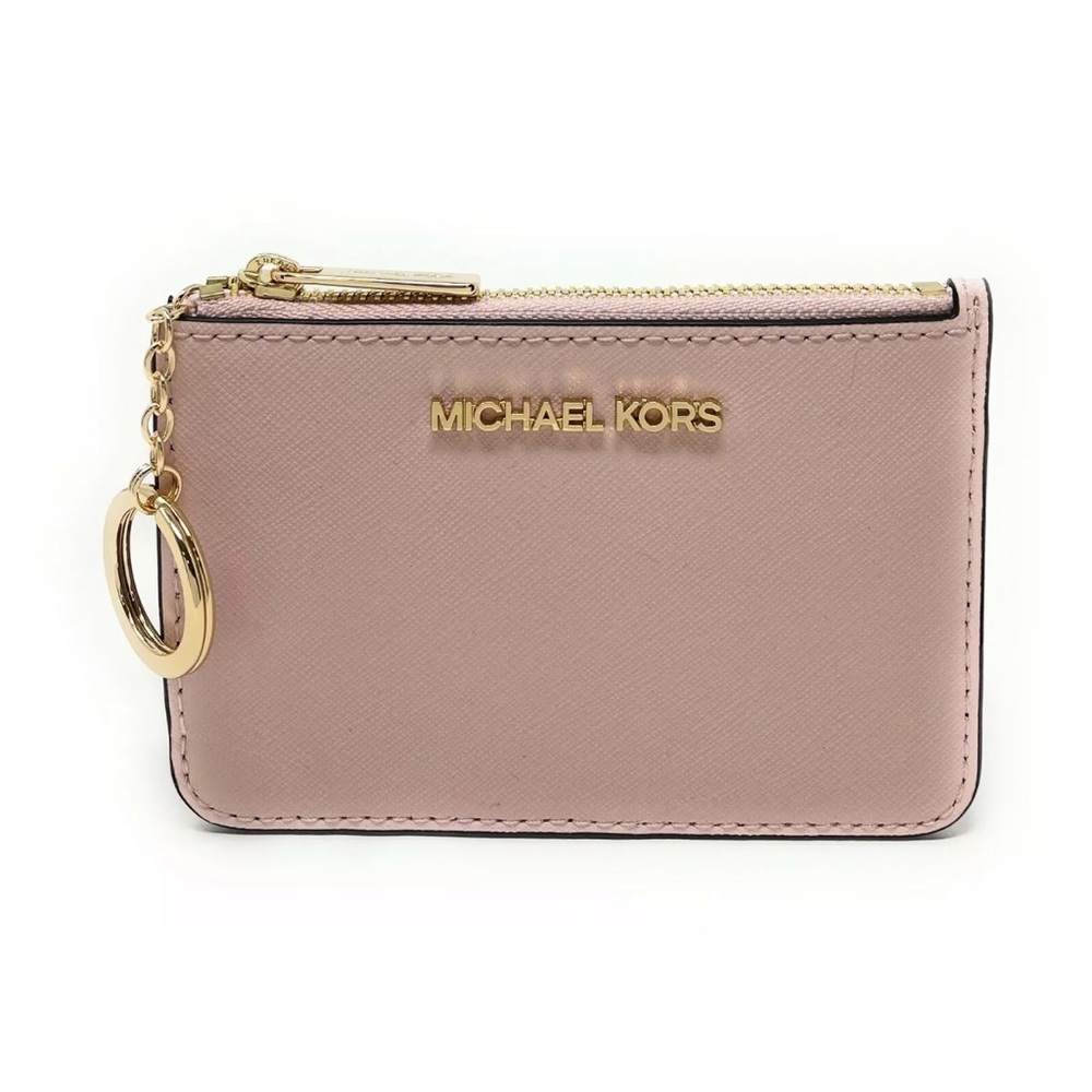 Michael Kors Jet Set Travel Small Leather Top Zip Coin Pouch With ID